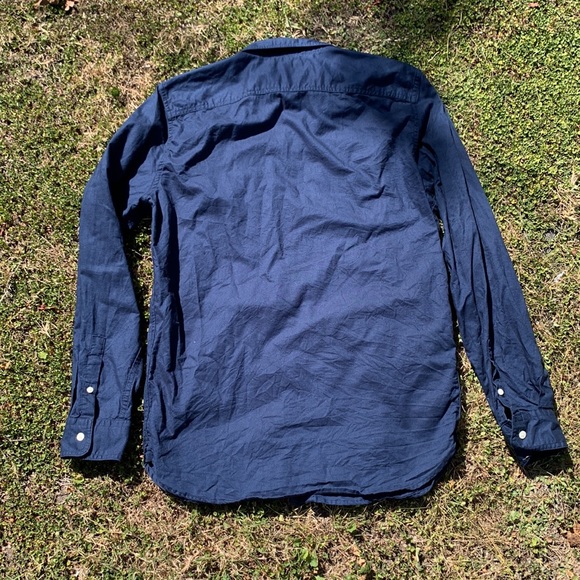 Men’s Gap Slim Fit Navy Flax Button Down - Picture 3 of 9